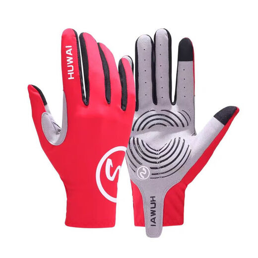 Cycling gloves men's spring and summer thin full-finger breathable mountain bike half-finger shock-absorbing non-slip fitness sports women's Chinese red