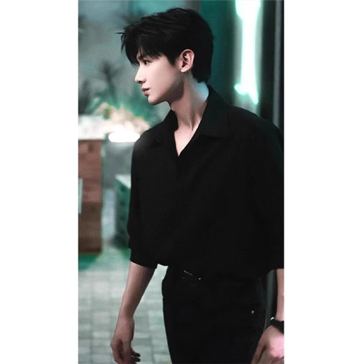 Lipu Bai Jingting El mismo traje de camisa de manga larga para hombres de la camisa negra de Sangyan Sangyan con chaqueta de estilo británico CY03 Negro [actualización de tela] XL recomendado (120-135Jin [Jin iguala 0.5 kg])