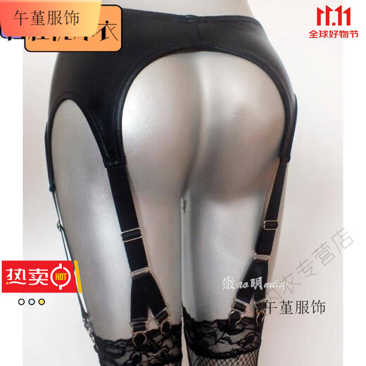 午堇欧美风皮革PU 6根吊袜带6根强吊袜带鸭嘴金属扣. 1cm宽尼龙塑料葫芦扣 0双