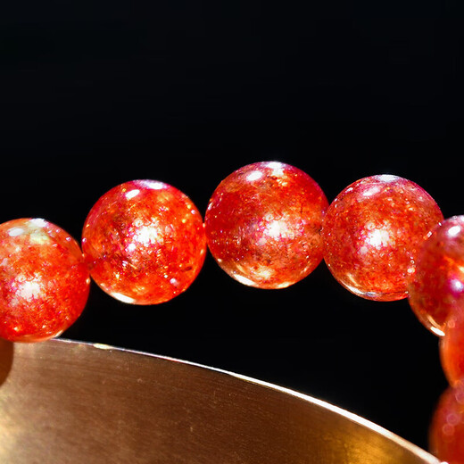 Eternal symbol light luxury brand jewelry grade natural crystal bracelet American glitter gold sunstone bead bracelet female birthday gift sunstone jewelry grade about 8mm