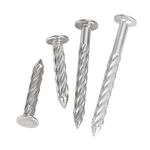 JINGGONG stainless steel threaded nails round head anti-theft net fixed nails twist nails steel nails cement nails pressure explosion threaded nails M8 galvanized 8*50 (50 pcs)