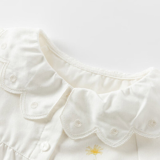 DAVE&BELLA children's clothing children's long-sleeved shirt pure cotton children's clothing baby girl bottoming top girl's shirt spring new style off-white ready stock 110 cm (recommended height 100-110cm)