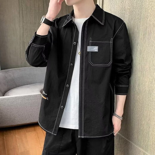 恺吉锐2025春夏季衬衫男士长袖格子修身休闲衬衫正装男衬衣潮男 浅灰色 9913灰 S 高质量(70-85斤左右)