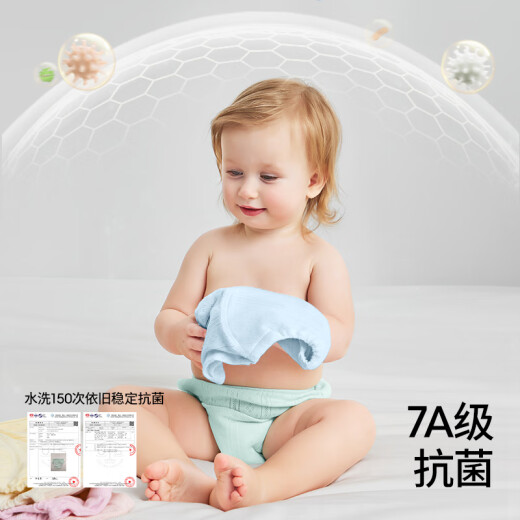 贝肽斯尿布婴儿可水洗纱布如厕训练裤隔尿新生儿戒尿不湿2条装 蓝白