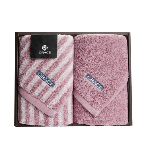 Shantoulin Village Grae Handtuch Badetuch Geschenkbox 2 Packungen reines Baumwollgesicht Waschen Haushalt Handtuch Geburtstag Souvenirs Anpassung LO 6296 BAG 2 Packs 72x34m