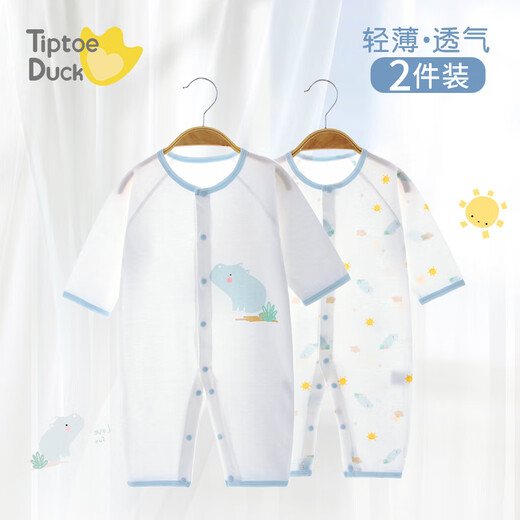 翘脚鸭（Tiptoe Duck）婴儿衣服新生儿夏季薄款连体衣满月宝宝百天睡衣 小甜筒2件 80cm