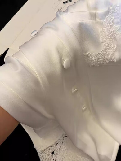 Mobeihai 2025 neuer langärmeliger Pyjamas für Frauen im Frühling und Herbsteise Seiden einfache Heimkleidung für Sommerkleidung 13533 Moonlight White M.