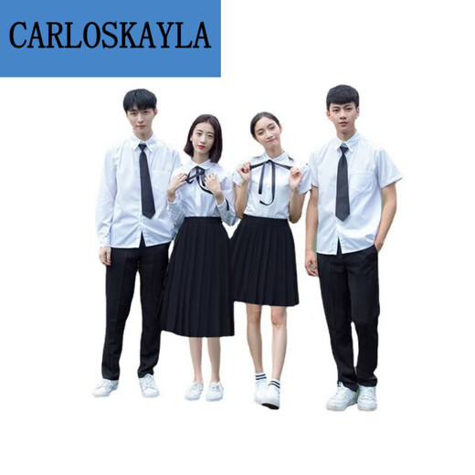 CARLOSKAYLA High School Generation Men's Dress Male 18 Years Old Summer Graduation Ceremony Suit Teen Girl Short Sleeve Boy Short Sleeve Shirt + Black Pants + Tie xl