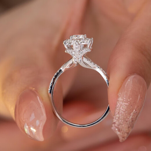 Guanpu Pavilion Fat Donglai quality pt950 platinum moissanite diamond ring women's moissanite diamond ring luxury 1g 2 carat proposal knot 2 carat D color moissanite thickened platinum plated benchmark No. 9