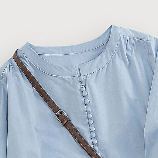 
Sichuanhe casual style shirt 2025 autumn new women's simple round neck single-breasted loose top