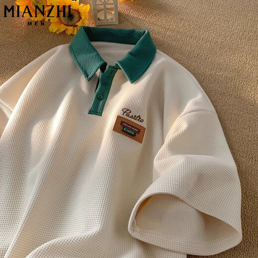 Cotton High Street Cool Polo Kragen schwer kurzärmelig T-Shirt Herren Sommer Lose dünne Fünf-Punkte-Hülle Trendy halbärmelig 844 Grün [hohe Qualität] 2xl 140-160jin [Jin entspricht 0,5 kg]