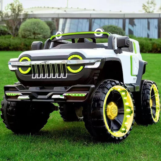 Floß-Kern-Tank 300 Kinder-Elektrofahrzeug Doppelfernbedienungskontrolle Erwachsener Vierrad-Offroad-Fahrzeug Kinder-Allrad-Swing-Auto [Weiß] 390 Motor + Fernbedienung kann zum Selbstfahrten [verbessertes Luminhalsrad] 12V14 Super Power + Soft Wheel + Soft Seat verwendet werden