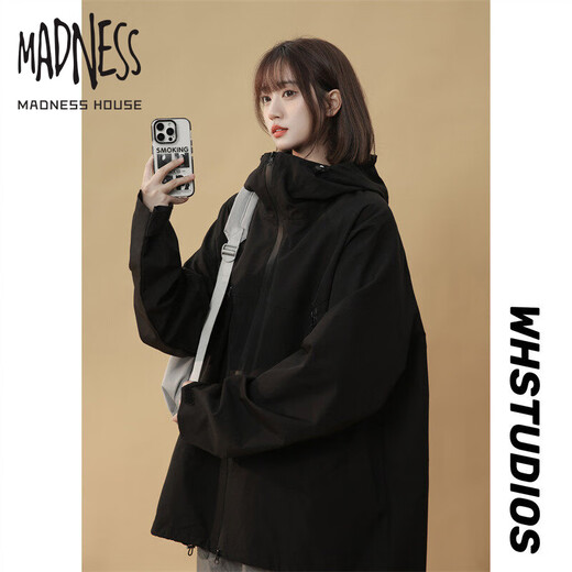 
MADNESS HOUSE official trendy jacket men and women couples spring new personality charge jacket top fashionable versatile jacket JK5008 khaki L (recommended weight 115-130Jin [Jin equals 0.5 kg])