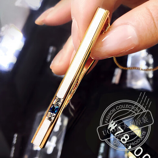 UGO CONTI Clip de corbata italiano regalo de negocios para hombres gemelos con cuello formal profesional grabado personalizado versión coreana (oro)