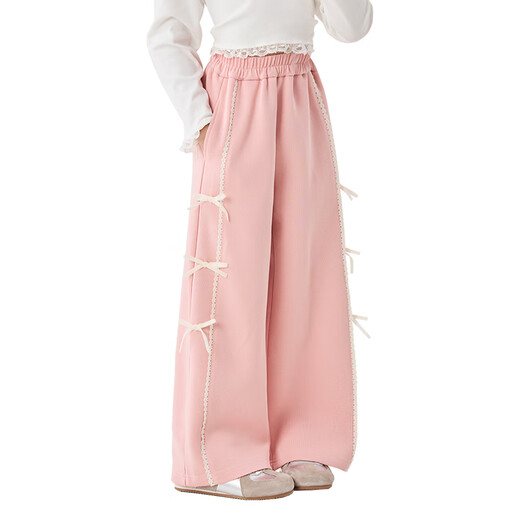 Ove Girls 'Pants Spring and Automn Style's Children's Fashionn's Bow Wide-Leg Pantalons Big Children's Casual Spring Clothes Girls Girls Straight-Leg Pantal