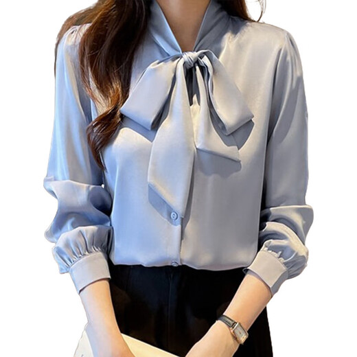 Wanmando European French White White White Femen's Long Bow Chiffon Top Spring y Autumn New Temperament Streamer Base Base White 9276 Modelo XL _115-125Jin [Jin iguala 0.5 kg]