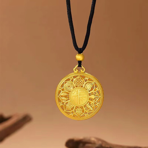 CAMPUSKINGLY old phoenix gold-plated silver-plated eight-treasure compass pendant for men and women, ancient method transfer beads filled with gold inheritance, gold-plated silver-plated eight-treasure compass pendant, same style