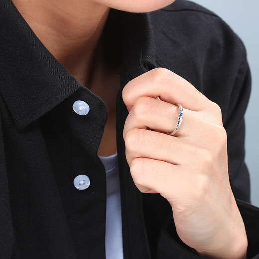 Micro-pattern ring sterling silver Tanzanite couple ring closed crystal niche original design No. 10