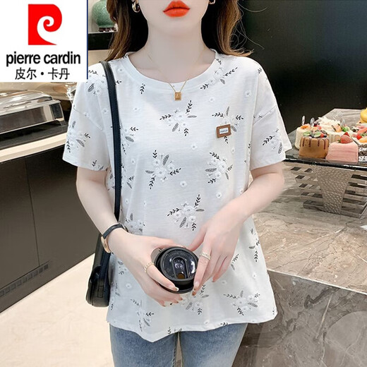 皮尔卡丹（pierre cardin）纯棉短袖T恤女夏季24新款内搭白色打底衫韩版宽松百搭垂感上衣 1397白色+1396白色 L (111-125)