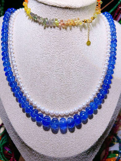 Lierui Ruyijia collection-grade high-ice natural tanzanite sapphire 18k gold buckle tower chain tanzanite necklace