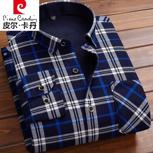 Pierre Cardin Herren warmes Hemd plus Samt plus dicke lange Ärmel Slim Fit Kleidung Herbst und Winter Plaid Hemd Herrenjacke 10 Hb677 2xl geeignet für 140 Jin [Jin ist gleich 0,5 kg] - 159 Jin [Jin gleich 0,5 kg]