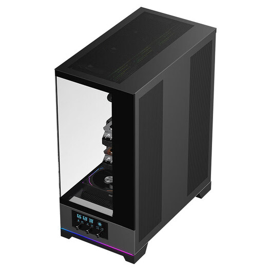 AOC Aidong ACG880B Black Eatx Gaming Computer Desktop Host Case 270 SEA View Room Schnellentfernung/9 Slot Dual Graphics Card/Support 480 Wasserkühlung/digitale Funktionsbildschirm Display