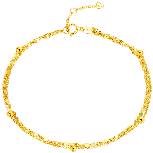 Chinese jewelry birthday gift for girlfriend 18K gold bracelet female starry beads double layer gold bracelet transfer beads