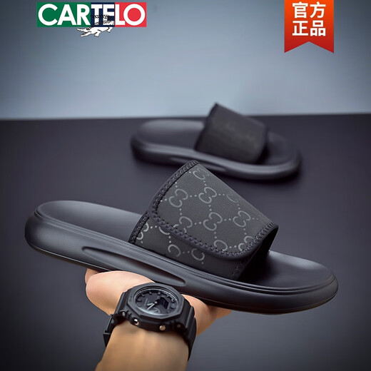 Cartelo Slipper Herren Sommer 2025 Neue modische und ganz passende weiche Sohle Beachschuhe Herren-Wasserdichte und Geruchsabweisflip Flops Black 6189 41