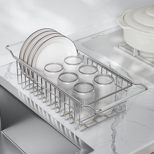 Sanxita stainless steel kitchen sink rack retractable drain basket wash basin dish rack sink dish storage drain rack