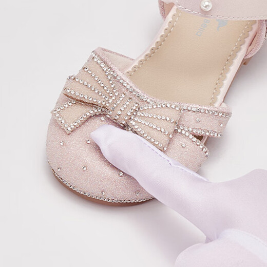 DAVE&BELLA girls sandals summer new children's flash diamond crystal shoes non-slip baby princess shoes foreign style children's leather shoes pink ready stock 21