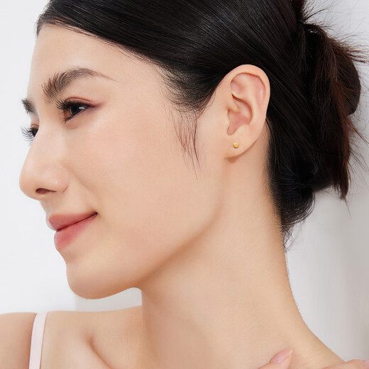 Lukfook Jewelry Gold Stud Earrings Geometric Round Bubble Studs Solid Solid Gold Earrings Price Approximately 1.02g