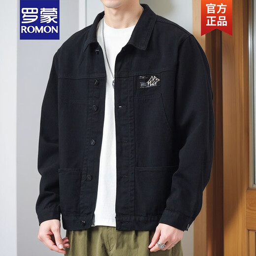 
ROMON jacket men's spring 2025 new shirt lapel spring men's work jacket early autumn jacket top [upgrade version] K12806 black L [recommended 110128Jin [Jin equals 0.5 kg]]
