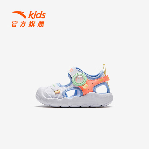 ANTA children's sandals, men's and women's shoes, 2025 summer new breathable Velcro octopus toe and foot protection beach shoes for women, Anta white/fluorescent orange red-5 22