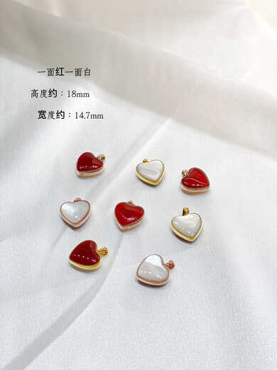 Junbu 18K gold pendant double-sided love red agate pendant au750 gold necklace women's clavicle chain women's 18k gold rose gold pendant + 18k gold necklace