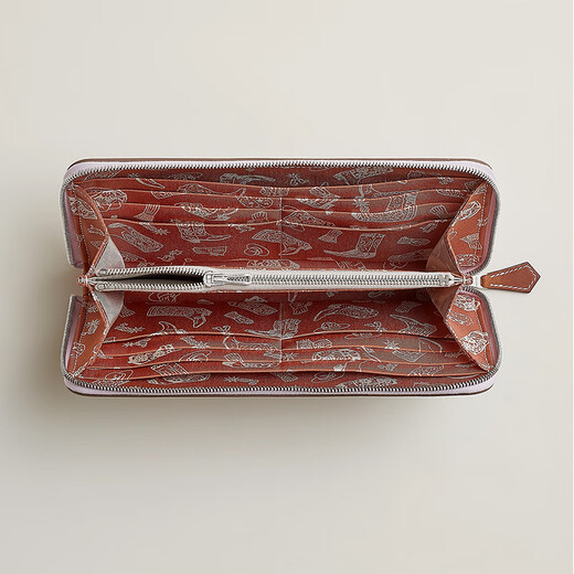 Hermes (HERMES) women's bag Silk In Classique wallet Evercolor calfskin palladium-plated zipper long coin purse brown regular