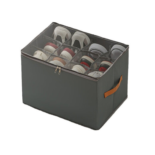 Shoe box new 2025 shoe storage box artifact organizer box for slippers storage box large capacity 43 compartments shoe box black