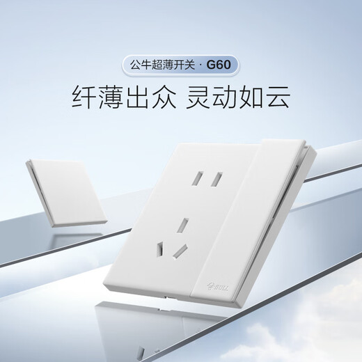 公牛（BULL）开关插座 G60系列一开单控五孔带开关插座超薄面板G60E333A暮雪白