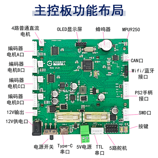 Cool point robot STM32 smart car control board ROS robot bottom drive board controller MPU9250 robotic arm 4-wheel drive differential Ackerman chassis main control board + Bluetooth module (without 9-axis IMU)