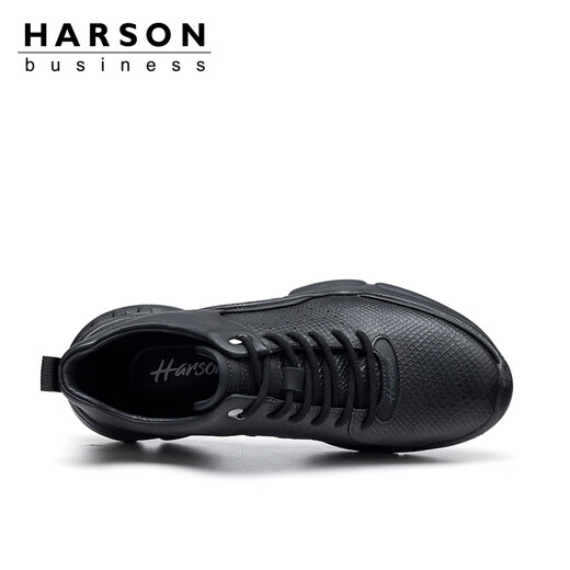 Hassen first-layer cowhide men's shoes autumn business casual leather shoes thick-soled business commuting sports walking shoes high-end casual shoes black 42 (260mm)