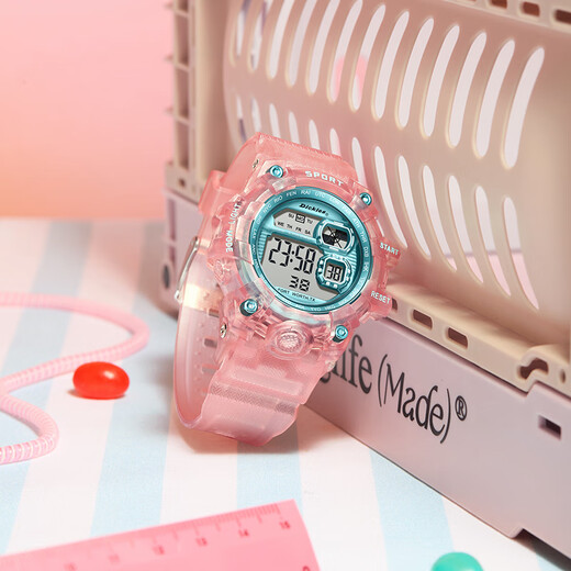 Dickies Electronic Watch Student Watch Chronograph Transparent Sport Luminous wasserdicht Chronograph für Kinder Cl-680 Rot