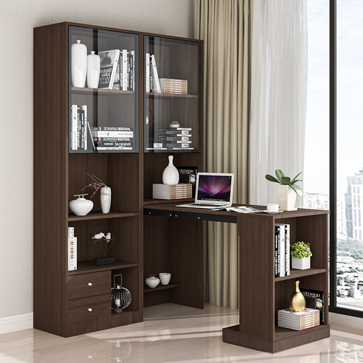 Paisenbo Pliage Table Study Table Table Corner Table Bookshelves intégrée à la pliage Télescopic Simple Home Study Writing Desk Bibliothèque Single Cabinet + Table pliante supérieure Longueur blanche en relief 1396 * 35