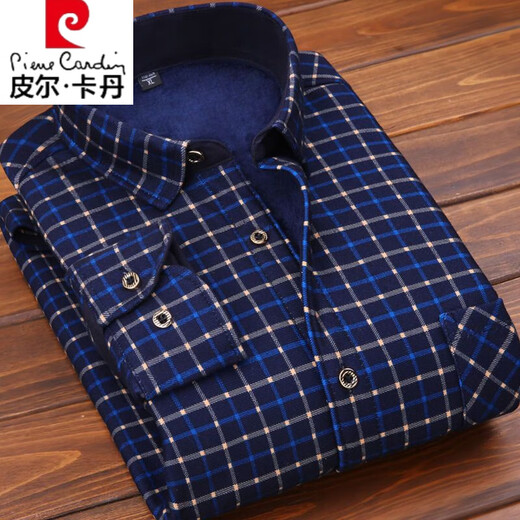 Pierre Cardin Herren warmes Hemd plus Samt plus dicke lange Ärmel Slim Fit Kleidung Herbst und Winter Plaid Hemd Herrenjacke 10 Hb677 2xl geeignet für 140 Jin [Jin ist gleich 0,5 kg] - 159 Jin [Jin gleich 0,5 kg]