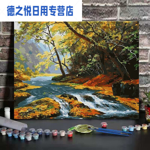 CLCEY数字油画 数字油画diy填充景花卉画画diy油彩画卡通动物手工水 1049木船 60*75带框(彩色画布)