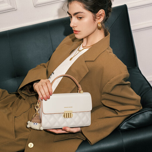 Cnoles bag women's bag cowhide women's versatile one-shoulder crossbody bag diamond square bag birthday gift for girlfriend