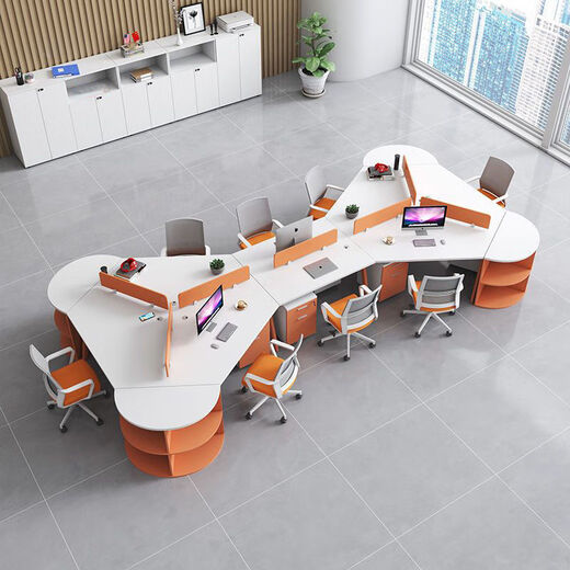 Shanghuashi workstation desk workbench modern simple industrial style staff table multi-person office special-shaped desk three-person