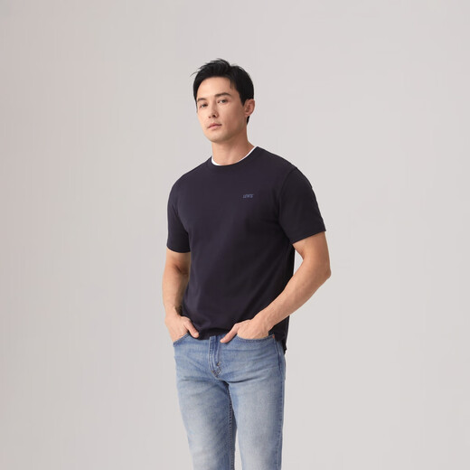 Levi's【商场同款】李维斯25年春夏新款男士纯棉休闲短袖T恤003YV 深蓝色 003YV-0001 L