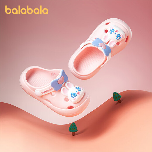 Balabala Girls' Croc Shoes Summer Rabbit Children's Sandals Wear-Resistant Princess Infant Home Shoes Boys' Outdoor Beach Shoes Pink 19 Inner Length 13cm (130) Suitable for Feet 13cm Long