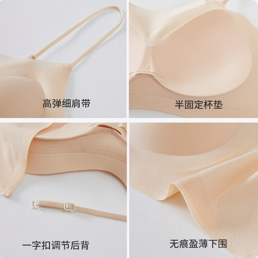 莎瑞诗内衣女2025新款冰丝大露背夏无痕凉感美背抹胸式裹胸文胸 C款-温柔白+大地肤. 【大露背冰 75A M (BC)