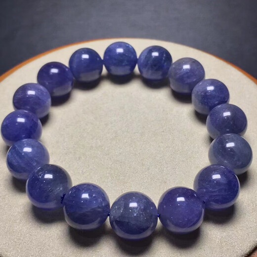 Micro-gifted tanzanite bracelet Tanzannite zoisite bead bracelet 76#13.5mm63g