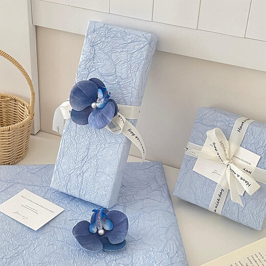 DOROCH gift wrapping paper with ribbon Phalaenopsis cigarette box wrapping paper blue birthday gift handmade DIY Christmas wrapping paper